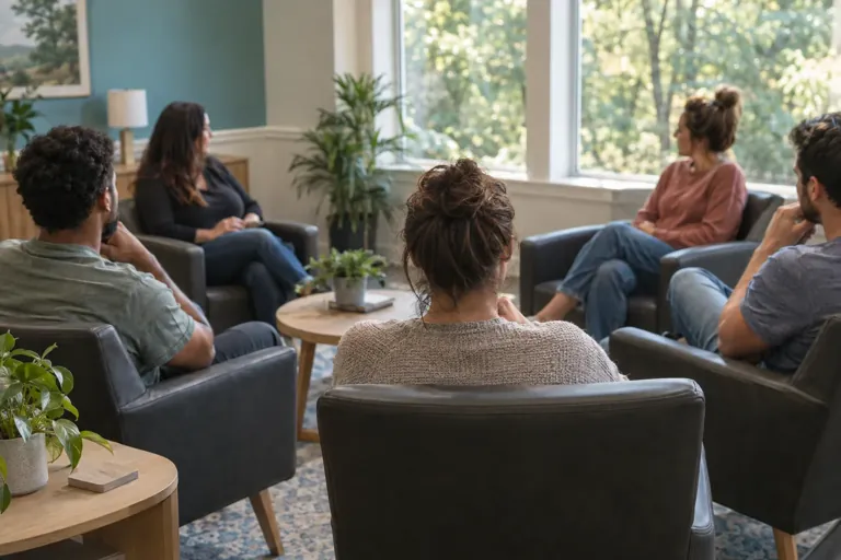 Illustrative community scene for Partial Hospitalization Program (PHP) Addiction Treatment Illustrative community scene for Partial Hospitalization Program (PHP) Addiction Treatment