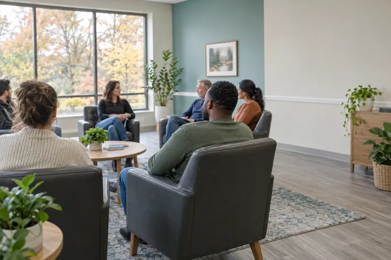 Illustrative community scene for Outpatient Mental Health Services