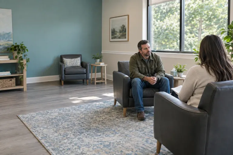 Illustrative community scene for Intensive Outpatient Program (IOP) Support When Anxiety Is Present
