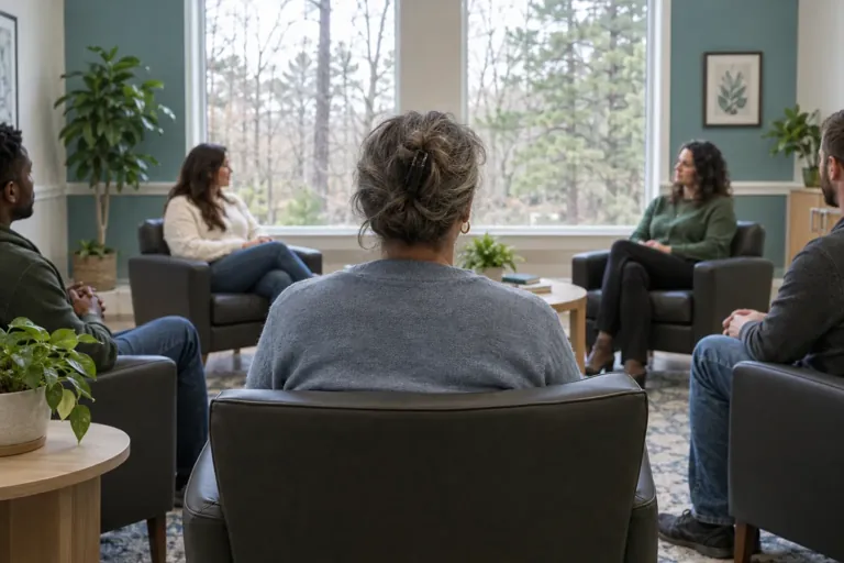 Illustrative community scene for Cannabis Addiction Treatment