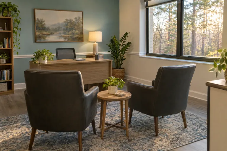 Illustrative community scene for Outpatient Addiction Treatment