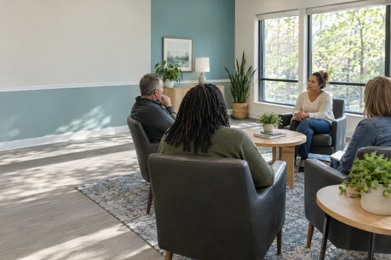 Illustrative community scene for Outpatient Therapy Illustrative community scene for Outpatient Therapy
