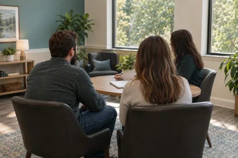 Illustrative community scene for Evening Intensive Outpatient Program (IOP) for Polysubstance Use Concerns
