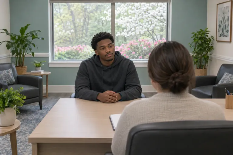Illustrative community scene for After a Crisis: Outpatient Next Steps