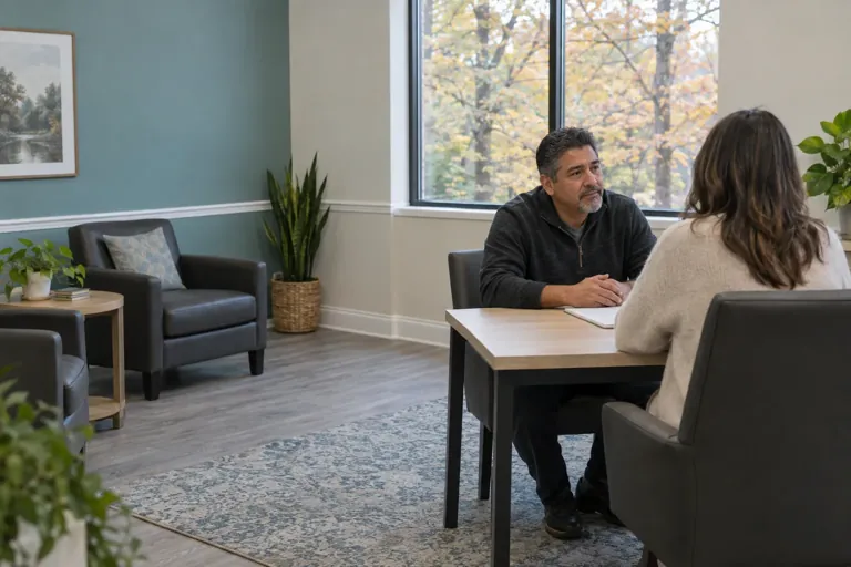 Illustrative community scene for Outpatient Therapy Illustrative community scene for Outpatient Therapy