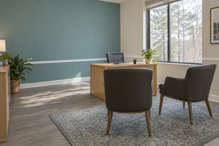 Illustrative community scene for Evening Intensive Outpatient Program (IOP) Addiction Treatment Illustrative community scene for Evening Intensive Outpatient Program (IOP) Addiction Treatment