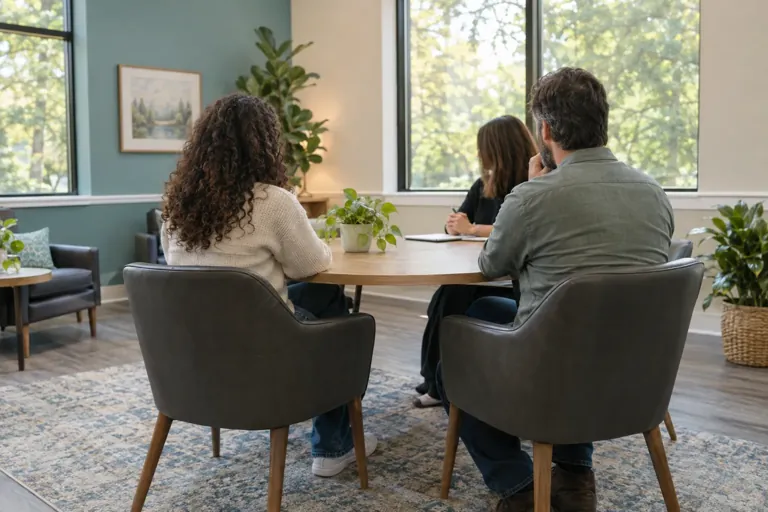 Illustrative community scene for Cannabis Addiction Treatment Illustrative community scene for Cannabis Addiction Treatment