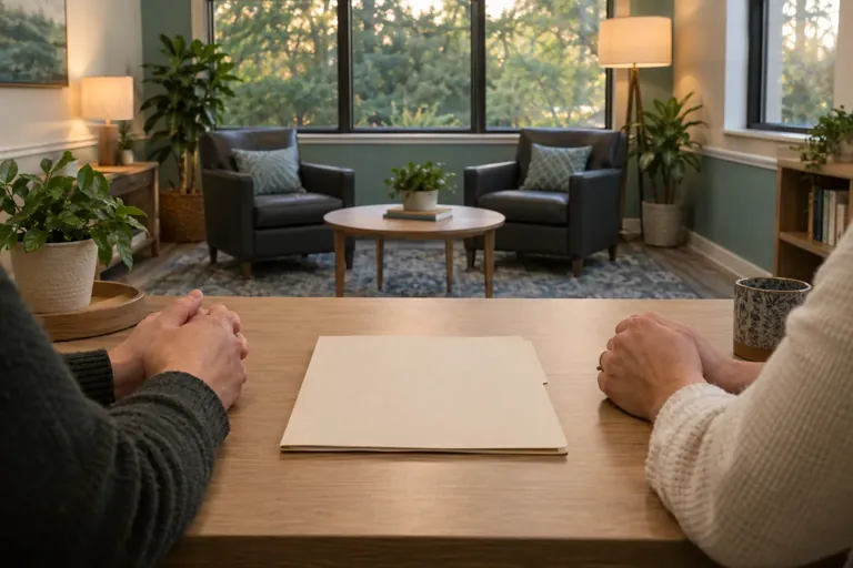 Illustrative community scene for Evening Intensive Outpatient Program (IOP): Next Steps