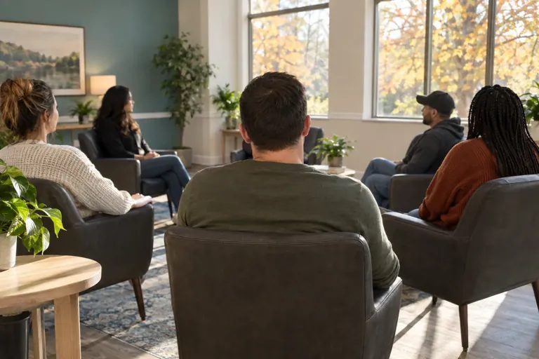Illustrative community scene for Mental Health Treatment