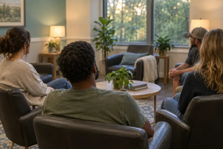 Illustrative community scene for Partial Hospitalization Program (PHP) Addiction Treatment Illustrative community scene for Partial Hospitalization Program (PHP) Addiction Treatment