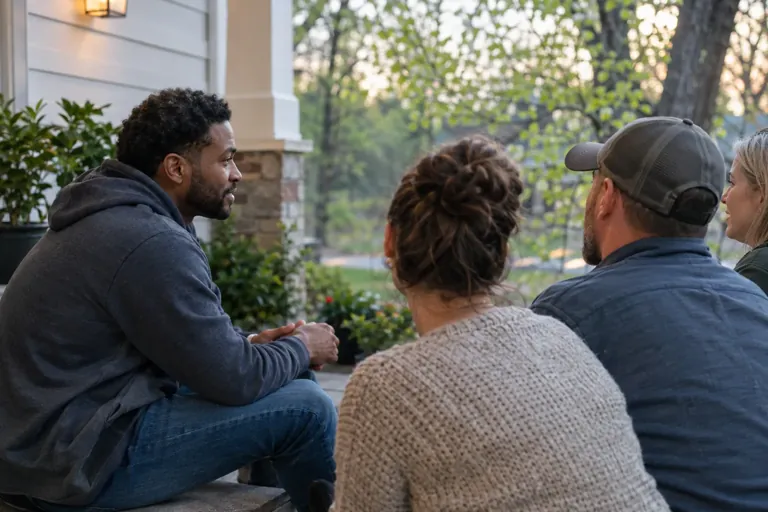 Illustrative community scene for Methamphetamine Addiction Treatment Illustrative community scene for Methamphetamine Addiction Treatment
