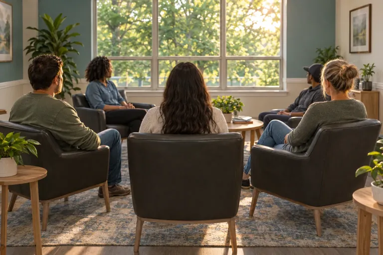 Illustrative community scene for Evening Intensive Outpatient Program (IOP): Schedule and Structure