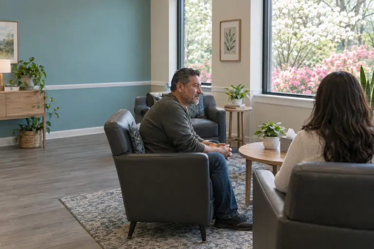 Illustrative community scene for Intensive Outpatient Program (IOP) Addiction Treatment Illustrative community scene for Intensive Outpatient Program (IOP) Addiction Treatment