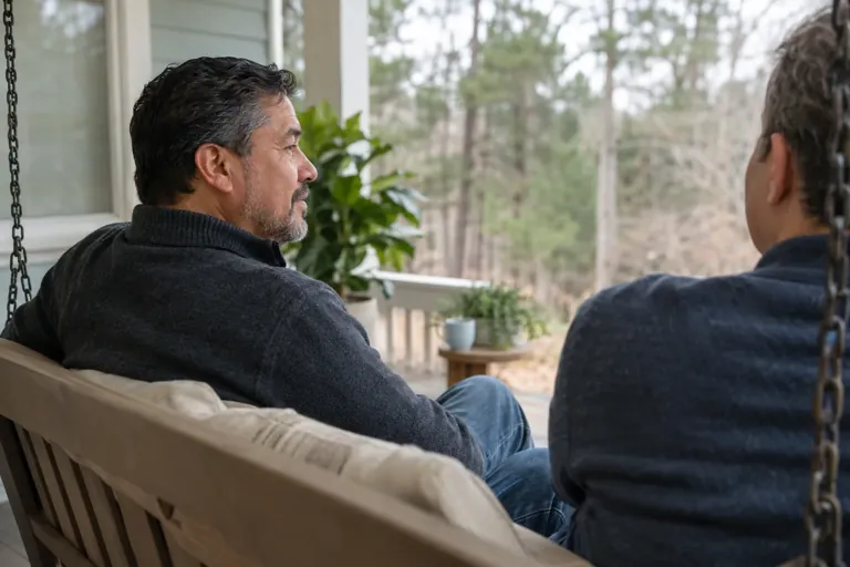 Illustrative community scene for Evening Intensive Outpatient Program (IOP) Addiction Treatment