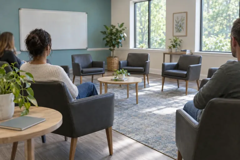 Illustrative community scene for Panic Attacks: Outpatient Support Illustrative community scene for Panic Attacks: Outpatient Support