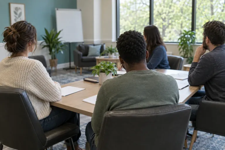 Illustrative community scene for Intensive Outpatient Program (IOP) for Oxycodone Concerns