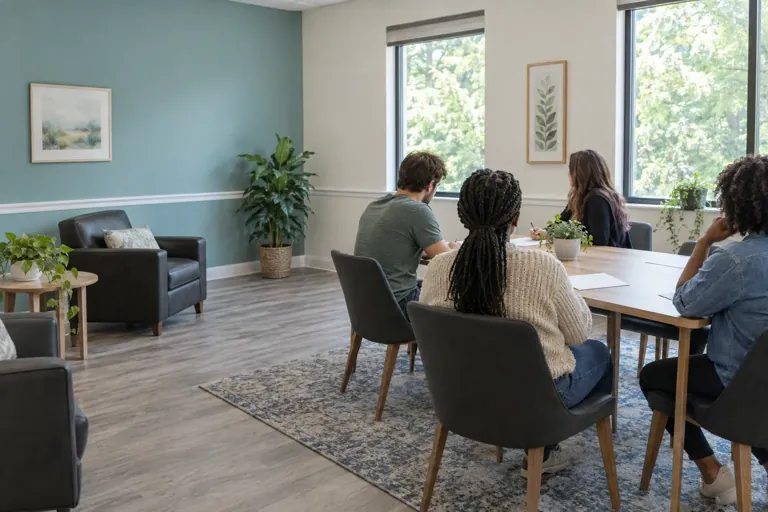 Illustrative community scene for Prescription Opioid Addiction Treatment Illustrative community scene for Prescription Opioid Addiction Treatment