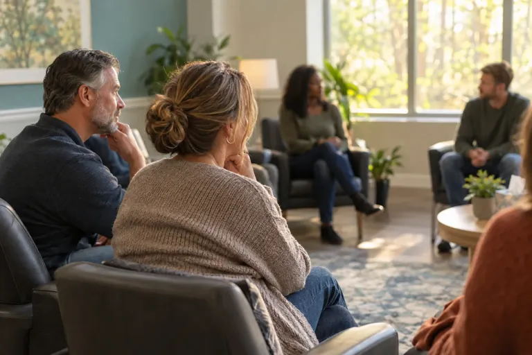 Illustrative community scene for Bipolar and Substance Use Support Illustrative community scene for Bipolar and Substance Use Support