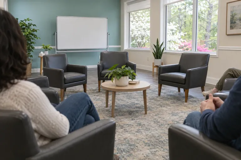 Illustrative community scene for Opioid Addiction Treatment Illustrative community scene for Opioid Addiction Treatment