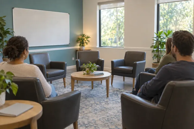 Illustrative community scene for Polysubstance Addiction Treatment Illustrative community scene for Polysubstance Addiction Treatment
