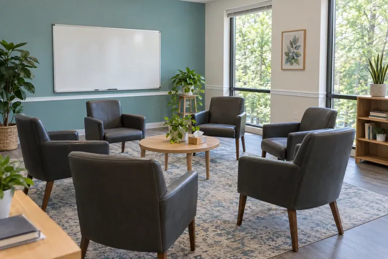 Illustrative community scene for Outpatient Therapy for Fentanyl Concerns Illustrative community scene for Outpatient Therapy for Fentanyl Concerns