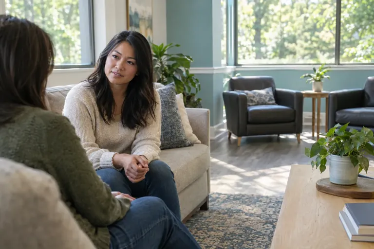 Illustrative community scene for Evening Intensive Outpatient Program (IOP) Addiction Treatment Illustrative community scene for Evening Intensive Outpatient Program (IOP) Addiction Treatment