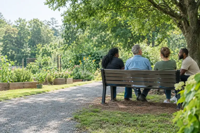 Illustrative community scene for Family Support Illustrative community scene for Family Support