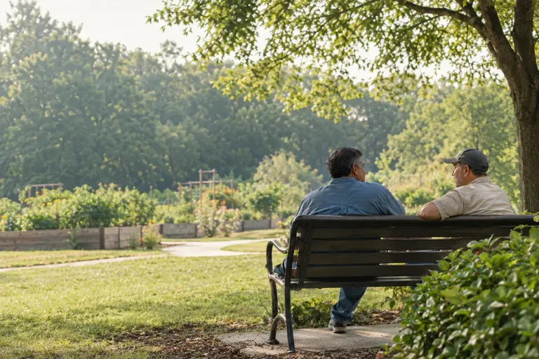 Illustrative community scene for Opioid Addiction Treatment Illustrative community scene for Opioid Addiction Treatment
