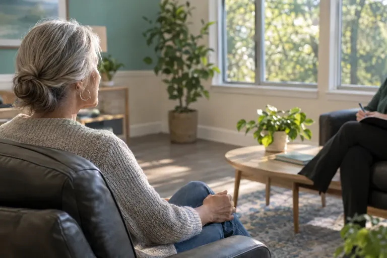 Illustrative community scene for Evening Intensive Outpatient Program (IOP) Addiction Treatment