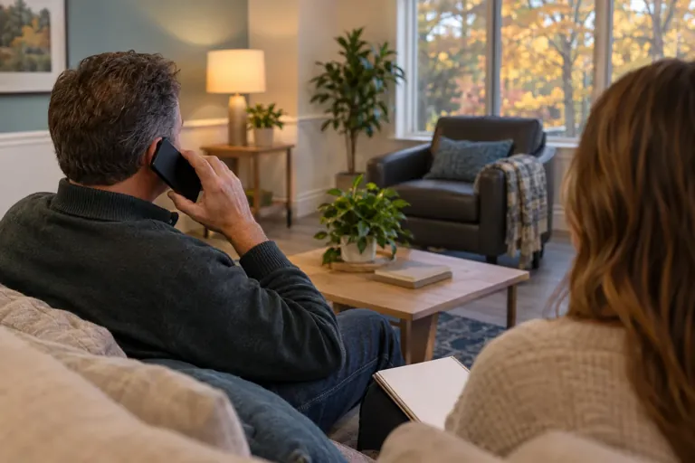 Illustrative community scene for Evening Intensive Outpatient Program (IOP) Addiction Treatment Illustrative community scene for Evening Intensive Outpatient Program (IOP) Addiction Treatment