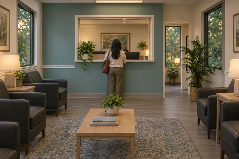 Illustrative community scene for Evening Intensive Outpatient Program (IOP) Addiction Treatment Illustrative community scene for Evening Intensive Outpatient Program (IOP) Addiction Treatment