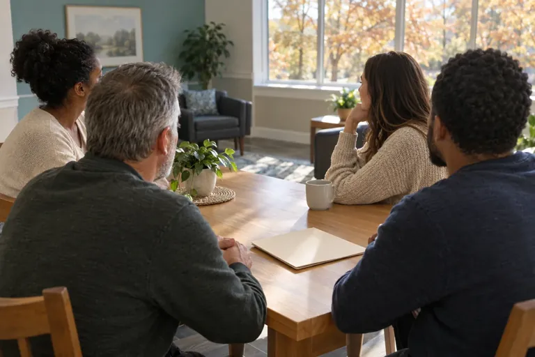 Illustrative community scene for Partial Hospitalization Program (PHP) Addiction Treatment Illustrative community scene for Partial Hospitalization Program (PHP) Addiction Treatment