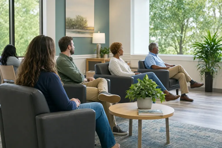 Illustrative community scene for Opioid Addiction Treatment Illustrative community scene for Opioid Addiction Treatment