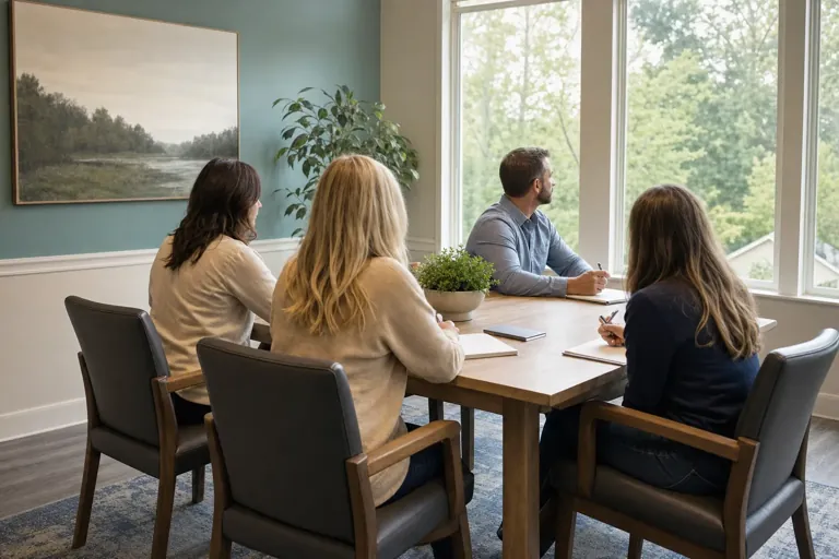 Illustrative community scene for Family Support