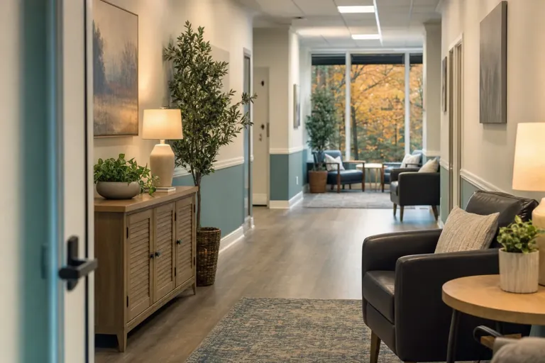 Illustrative community scene for Outpatient Therapy Illustrative community scene for Outpatient Therapy